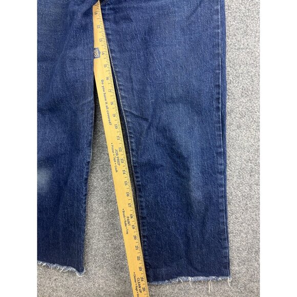 Levi's Ribcage Straight Jeans Womens 27x27 Blue High Rise Button Fly Raw Hem - Picture 6 of 10